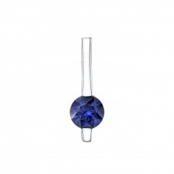Our Vertical Bar pendant, shown here in Continuum Sterling and featuring an 8mm Kashmir Avarra concave cut sapphire.