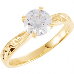 Senna Hand-Engraved Solitaire, shown here with a 1ct center stone size with four prongs.
