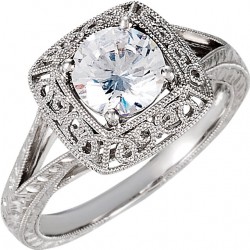 Gossamer Engraved Halo Ring 