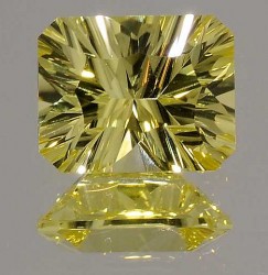 Avarra Lemon Yellow Lab Sapphire: Concave Emerald Cut