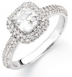 Jasmine Triple Halo 3 Row Ring for Asscher Center