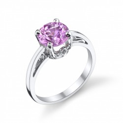 Studio photo, shown here in Continuum Sterling featuring a 7.5mm Vivid Pink Hearts & Arrows round Avarra sapphire