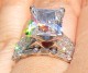 Customer photo: 8mm F/G Asha princess, ring and band are customer's own.