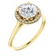 Chamomile Micropave Halo Ring for Rounds in yellow gold with a 7mm center.