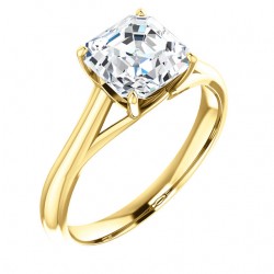 Feabhraíd Trellis Cathedral Solitaire Ring in yellow gold with a 7mm Asscher.