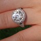 Amora Gem 9mm in Timeless Eclipse ring - outdoor photo, ring is platinum and size 4.25.