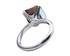 Computer generated image showing new ring design, center Asscher is 11mm.