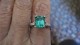 9x7 emerald cut Avarra emerald set in our Timeless Tapered Baguettes Semi-Mount