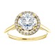 Chamomile Micropave Halo Ring for Rounds in yellow gold with a 7mm center.
