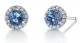 Halo micropave studs set with our Light Ceylon lab sapphires