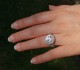 Timeless Eclipse Halo ring with 9mm center - outdoor photo.  Ring is platinum and size 4.25