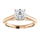 Feabhraíd Trellis Cathedral Solitaire Ring in rose gold with a 6mm cushion center.