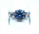 8mm Avarra H&A Round lab sapphire in Light Ceylon Blue, set in our Timeless Trillium ring.  Side stones in the ring are 5.15mm Amora Gems, and the ring is a size 5.5.