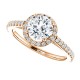 Cuileann Micropave Halo Engagement Ring in rose gold with a 6.5mm center stone.