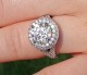 Amora Gem 9mm in Timeless Eclipse ring - outdoor photo, ring is platinum and size 4.25.