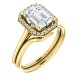 Matching band for Chamomile Halo Engagement ring and matching band, shown here with an 8x6mm emerald cut center stone.
