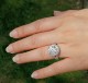 Amora Gem 9mm in Timeless Eclipse Ring - Outdoors in mid-day sun, ring is platinum and size 4.25.