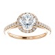 Cuileann Micropave Halo Engagement Ring in rose gold with a 6.5mm center stone.