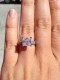 customer photo : ring size 8, 3ct (8mm) F/G Asha princess, ring is palladium