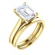 Halia cathedral solitaire, shown here with a 9x7mm emerald cut center and optional but available matching band.