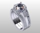 Milano wedding set, shown with two Milano bands and center engagement ring.
