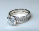 7mm F/G Asha H&A in Timeless Regal Micropave ring and matching Half-Eternity band, in palladium.