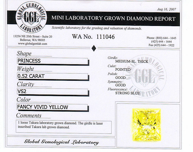 yellow diamond grading report